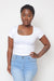 Effortlessly Chic U-Neck Slim Fit Crop Tee-WHITE