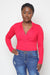 Timeless Elegance Solid V-Neck Knitted Long-Sleeved Top Red